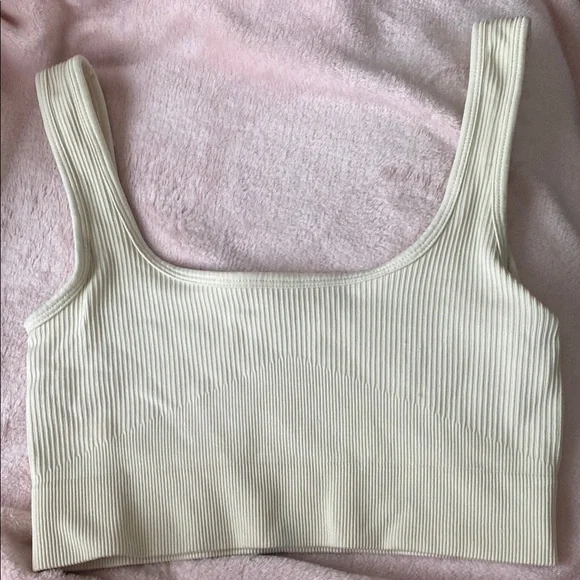 Cream Ribbed Crop Tank Top - Picture 1 of 1